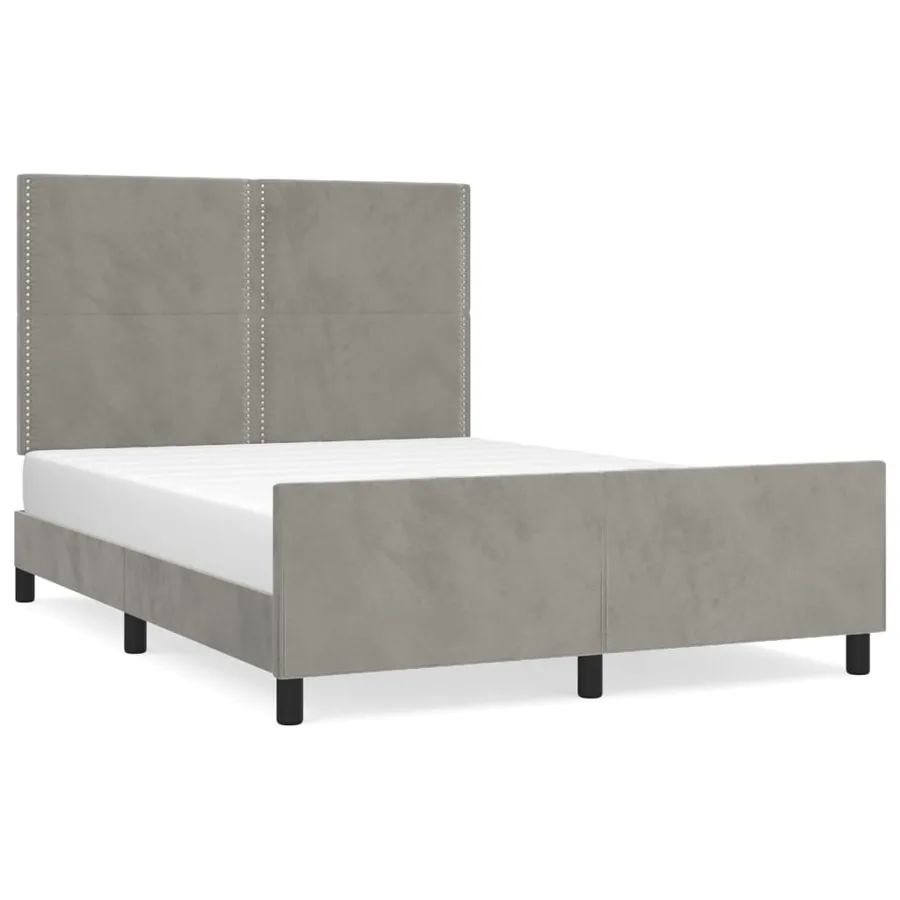 Cadre de lit sans matelas gris clair 140x200 cm velours - 2