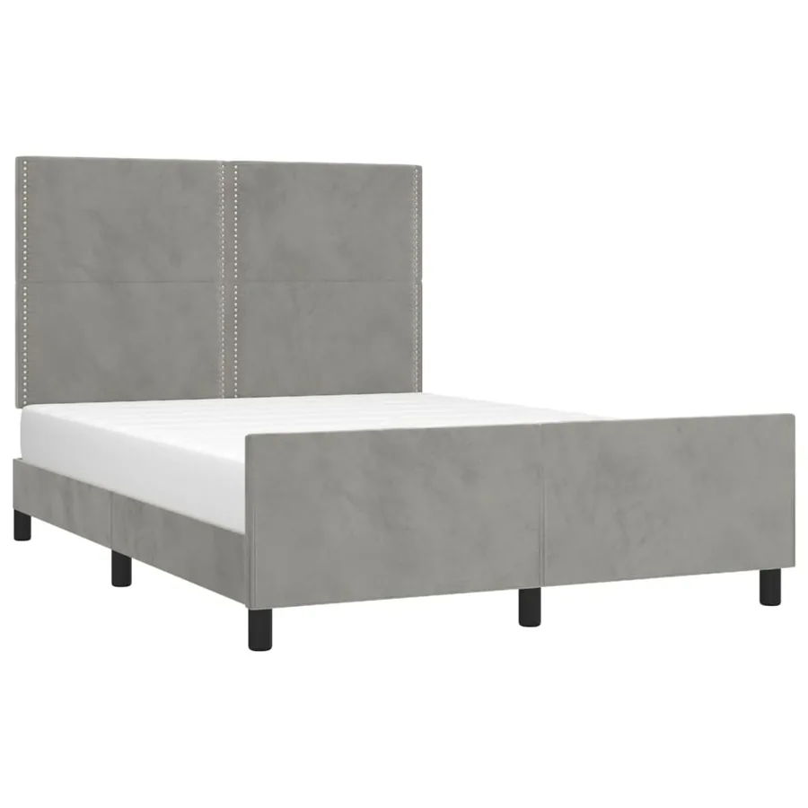 Cadre de lit sans matelas gris clair 140x200 cm velours - 3