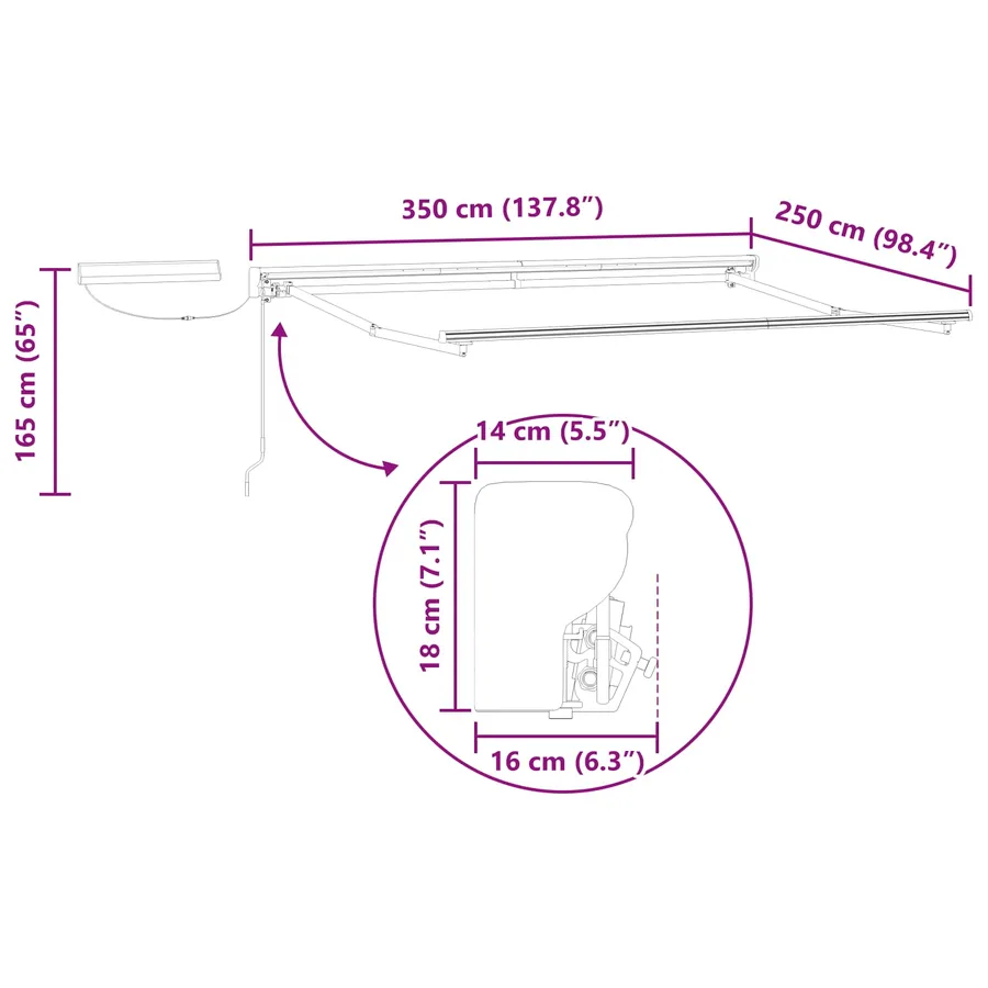 Auvent rétractable électrique 3,5 x 2,5 m - 12