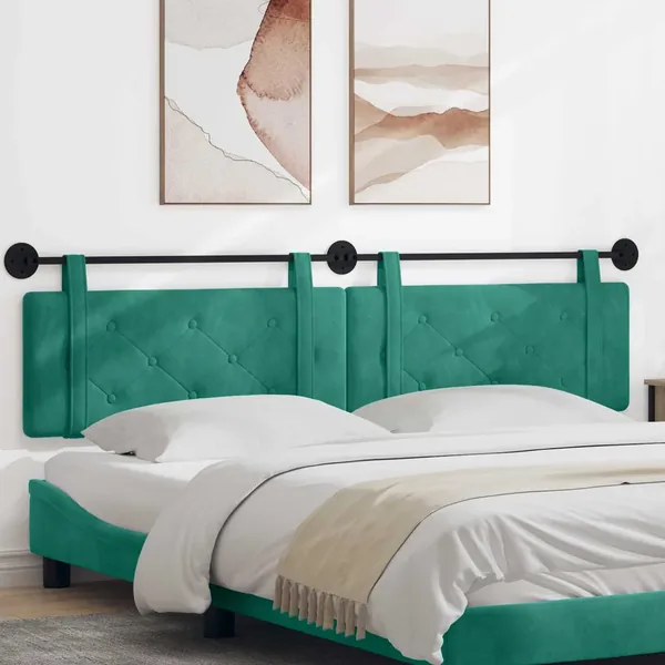 Tête de lit suspendue Turquoise Velours