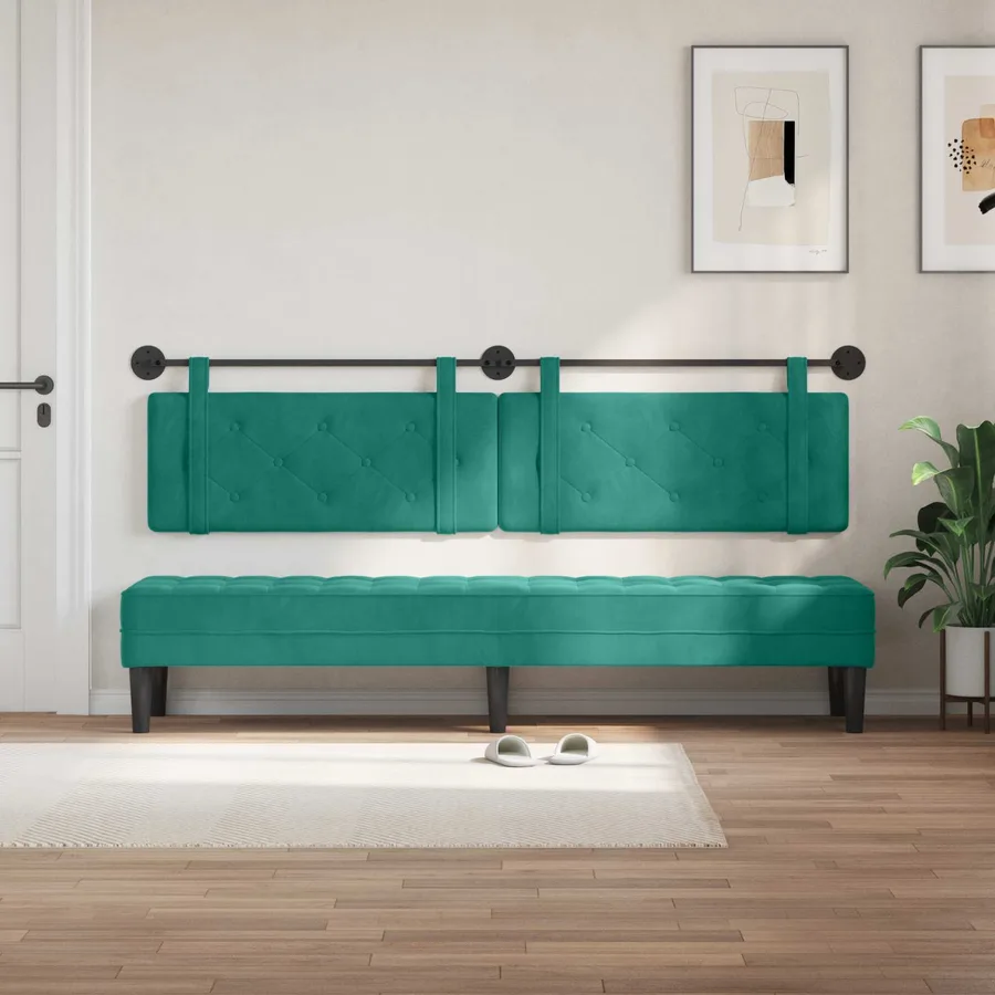 Tête de lit suspendue Turquoise Velours - 3