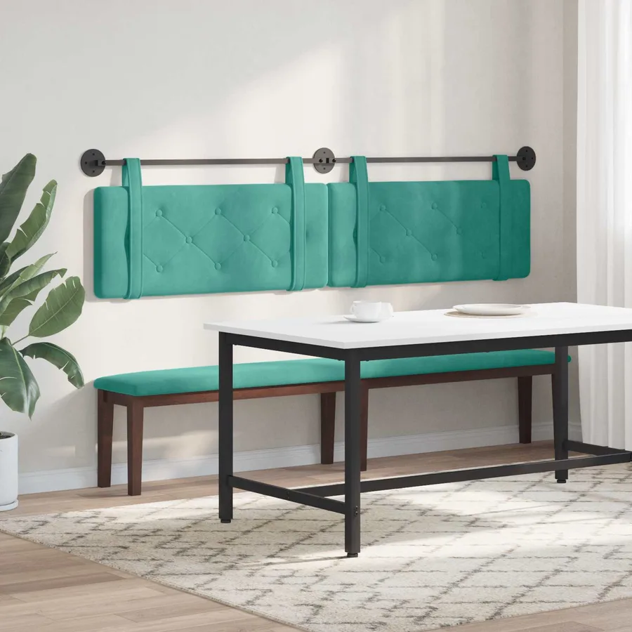 Tête de lit suspendue Turquoise Velours - 4