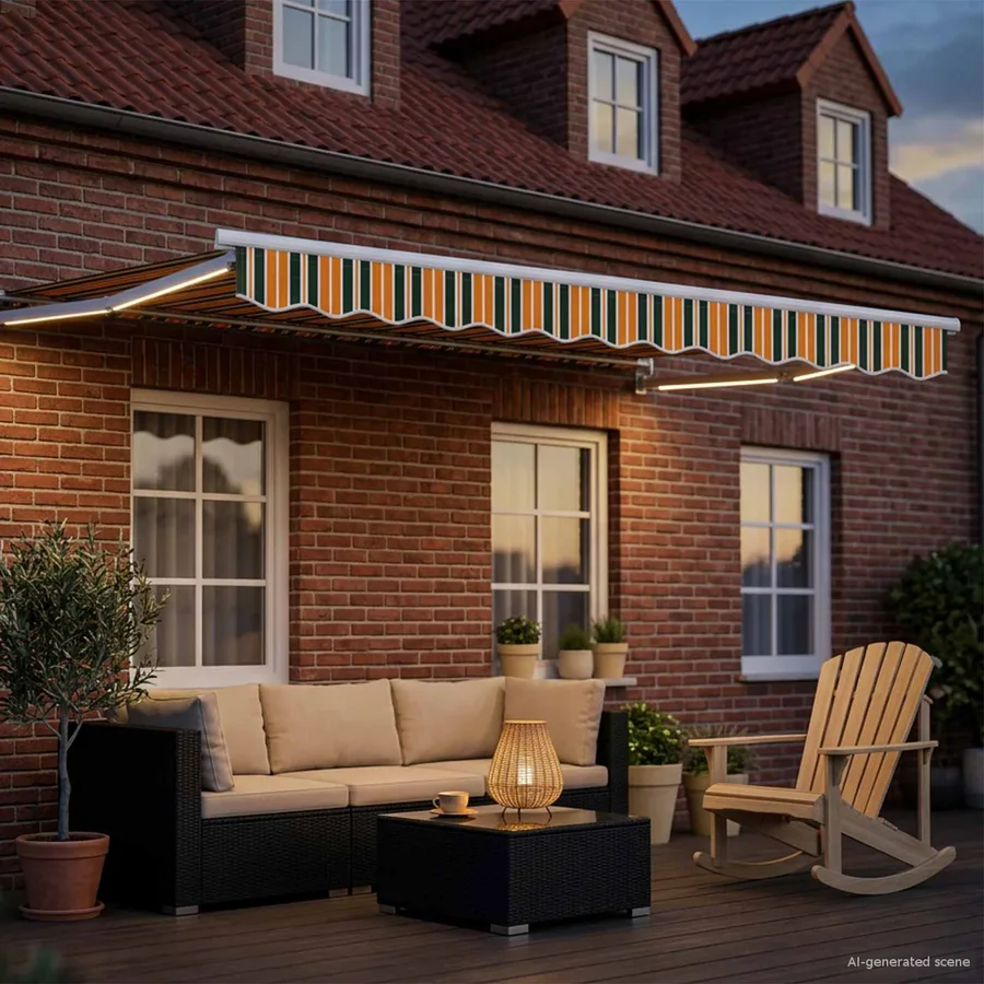 Store rétractable manuel avec LEDs 3,5 x 2,5 m - 3