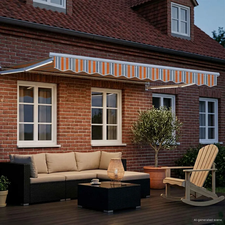 Store rétractable manuel avec LEDs 3,5 x 2,5 m - 3