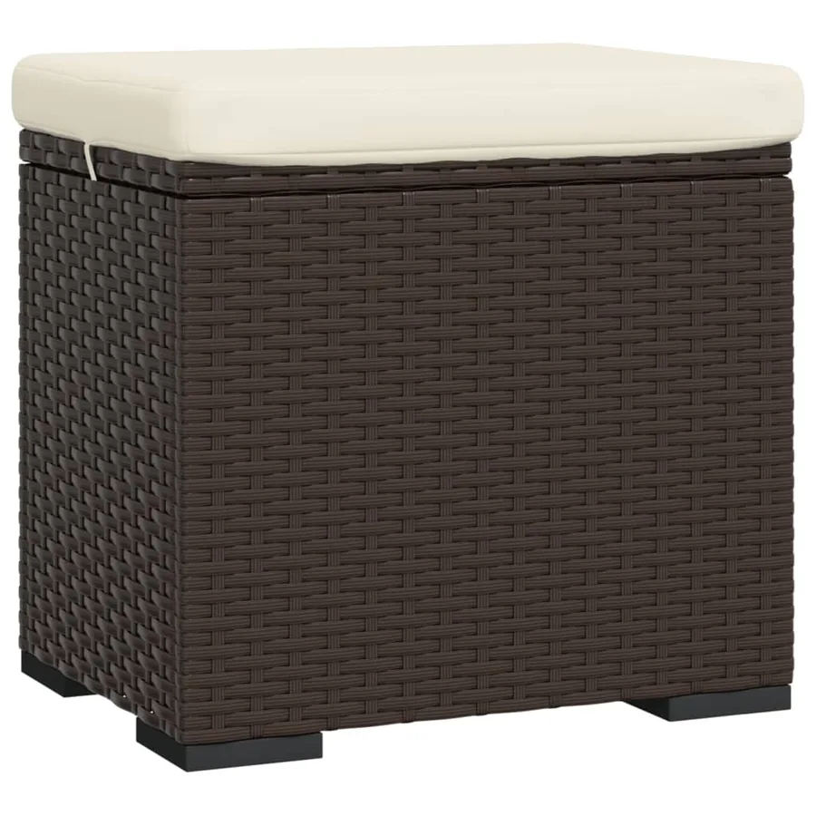 Poufs avec coussins lot de 2 marron 40x30x40 cm résine tressée - 4