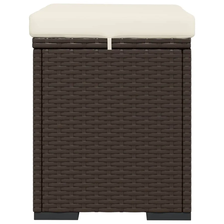 Poufs avec coussins lot de 2 marron 40x30x40 cm résine tressée - 7