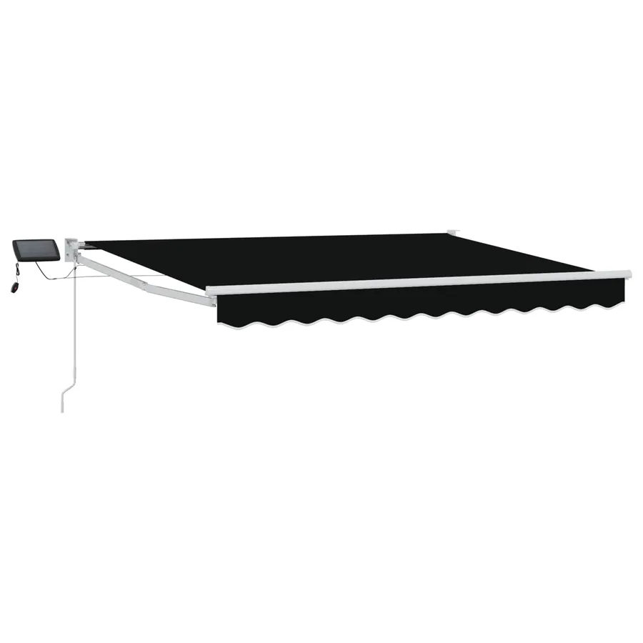 Store rétractable manuel avec LEDs Noir et Blanc 3,5 x 2,5 m - 2