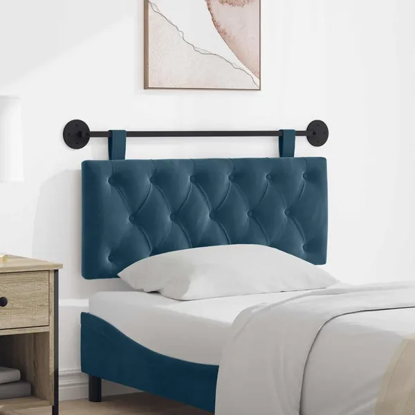Tête de lit suspendue Avec lumière LED Bleu Velours