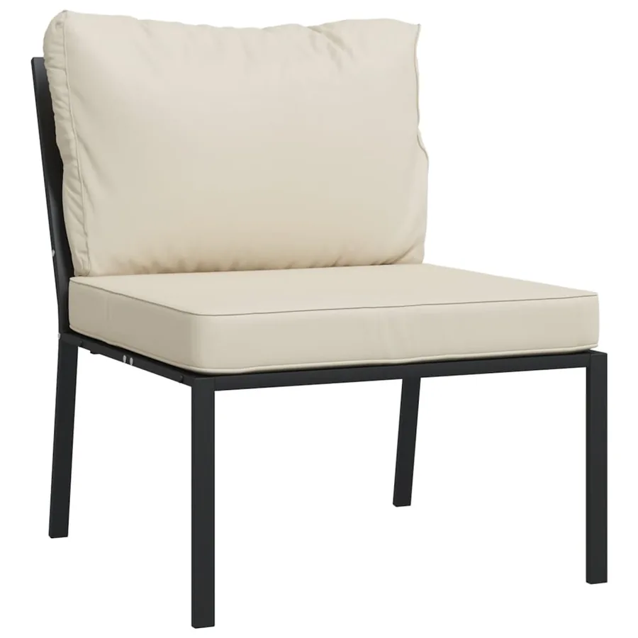 Salon de jardin 5 pcs avec coussins sable acier - 5