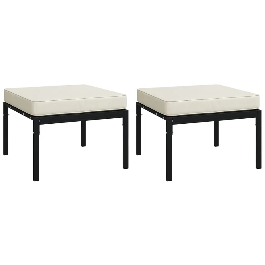 Salon de jardin 5 pcs avec coussins sable acier - 7