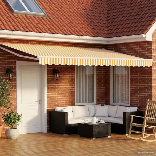 Store rétractable manuel avec LEDs Orange et Blanc 5 x 3 m