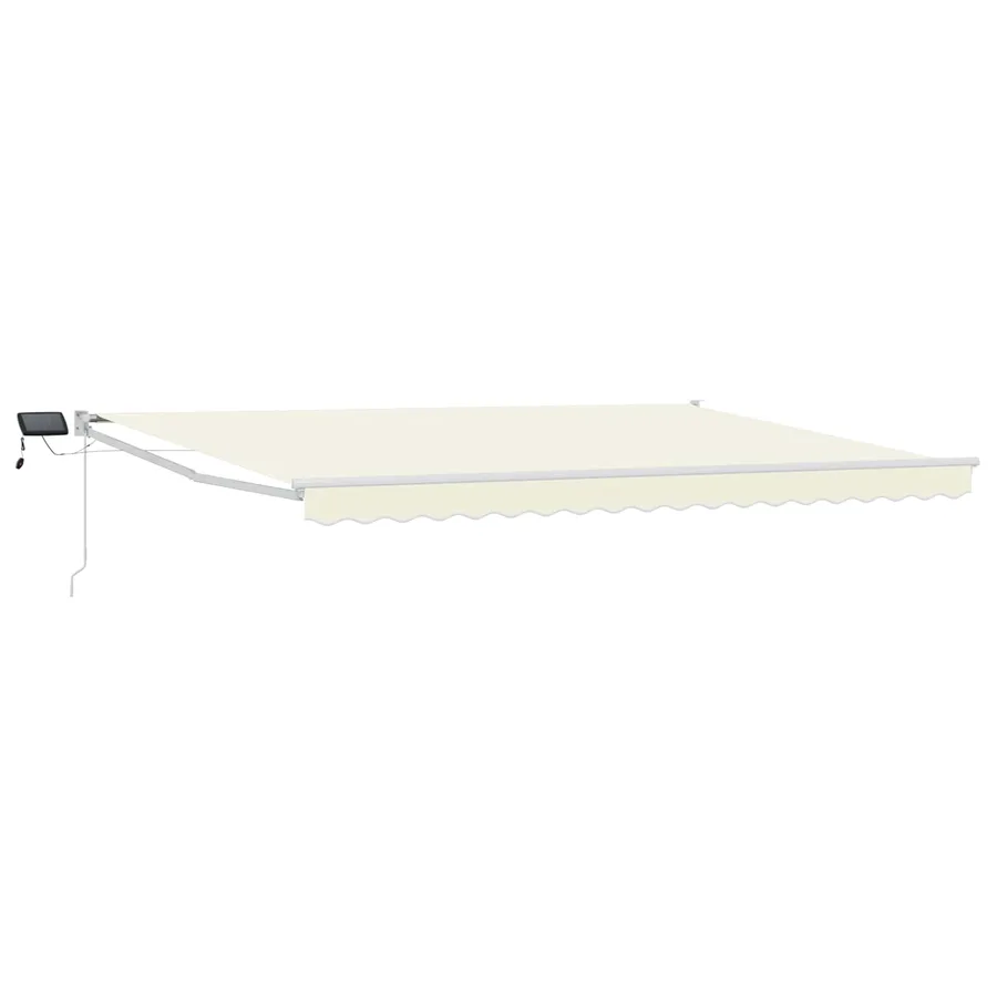 Store rétractable manuel avec LEDs Crème et Blanc 4 x 2 m - 2