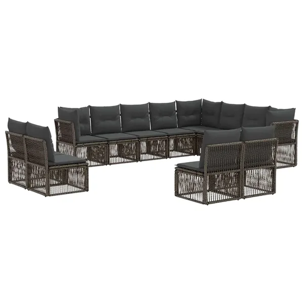 Ensemble de canapé de jardin 12 pcs Gris polyrotin