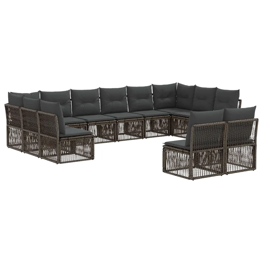 Ensemble de canapé de jardin 12 pcs Gris polyrotin