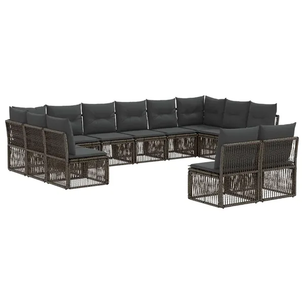 Ensemble de canapé de jardin 12 pcs Gris polyrotin