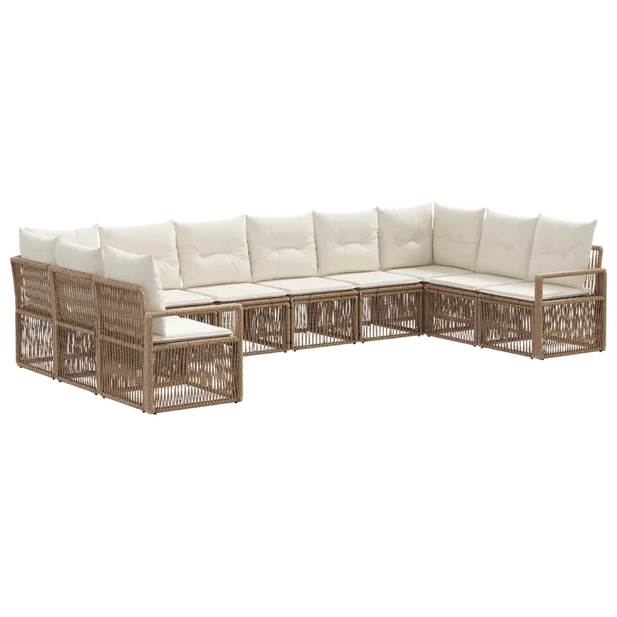Ensemble de canapé de jardin 10 pcs Beige polyrotin - 2