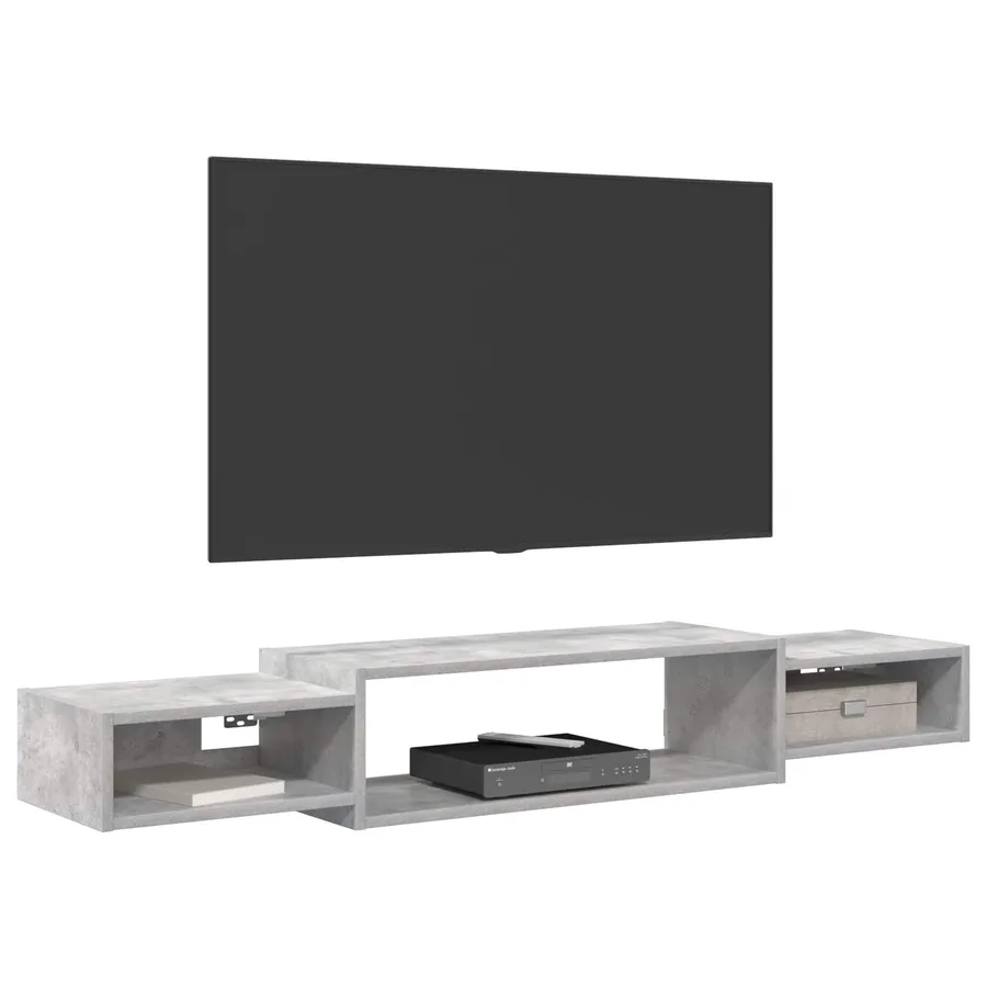 Meuble TV mural Montage mural Gris béton 140 x 28 x 21 cm - 3