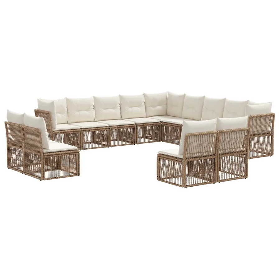 Ensemble de canapé de jardin 13 pcs Beige polyrotin - 2