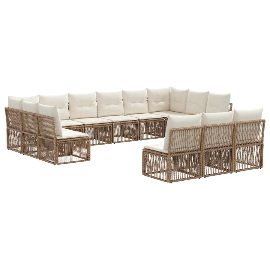 Ensemble de canapé de jardin 13 pcs Beige polyrotin - 2