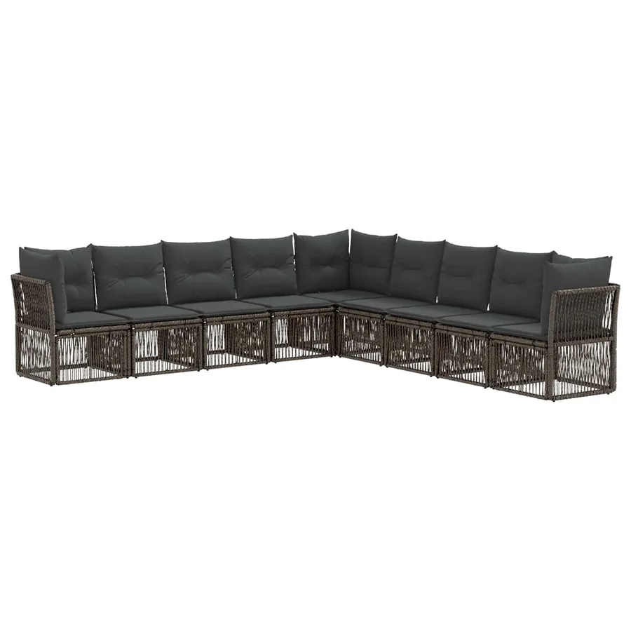 Ensemble de canapé de jardin 9 pcs Gris polyrotin