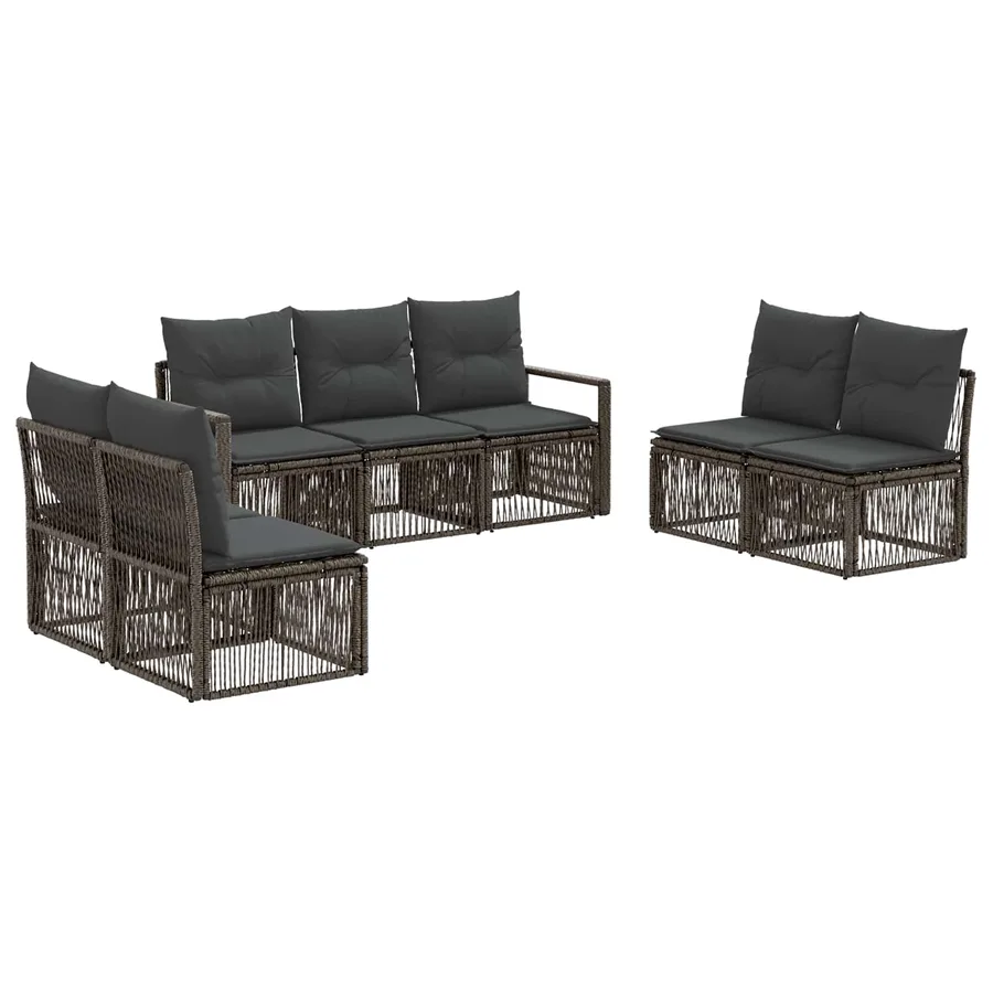 Ensemble de canapé de jardin 7 pcs Gris polyrotin - 2