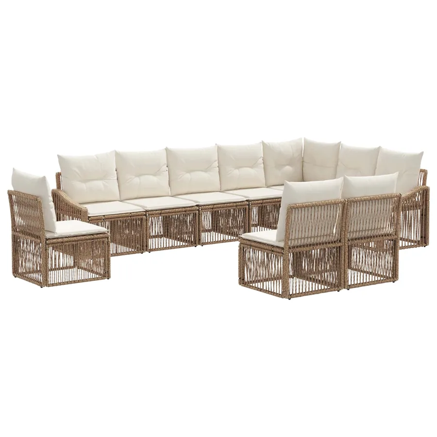 Ensemble de canapé de jardin 10 pcs Beige polyrotin - 2