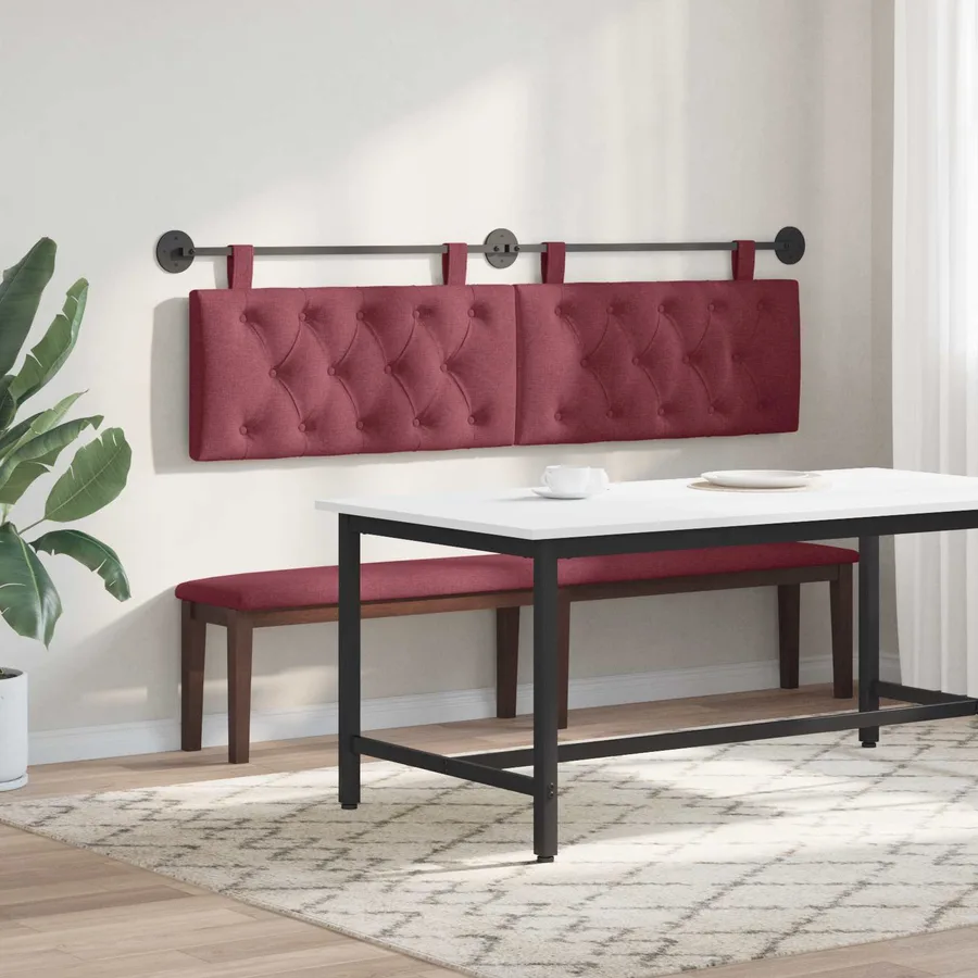 Tête de lit suspendue Bordeaux Tissu - 4
