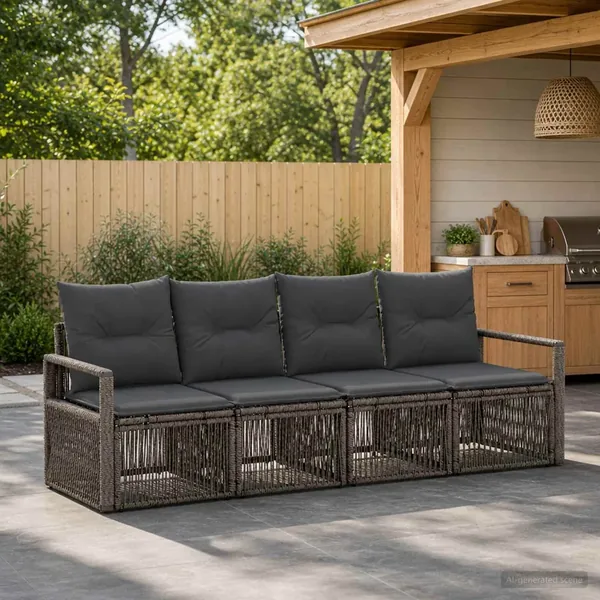 Ensemble de canapé de jardin 4 pcs Gris polyrotin