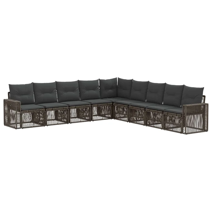 Ensemble de canapé de jardin 9 pcs Gris et Gris foncé polyrotin - 2