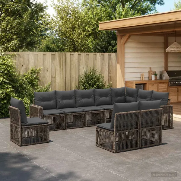 Ensemble de canapé de jardin 10 pcs Gris et Gris foncé