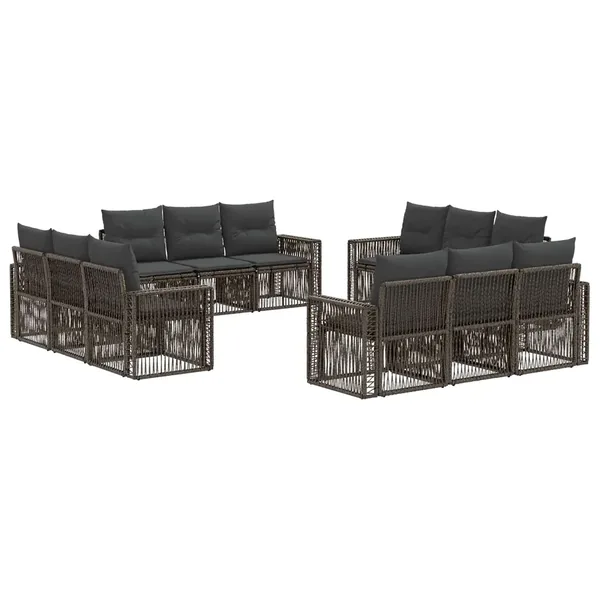 Ensemble de canapé de jardin 12 pcs Gris et Gris foncé