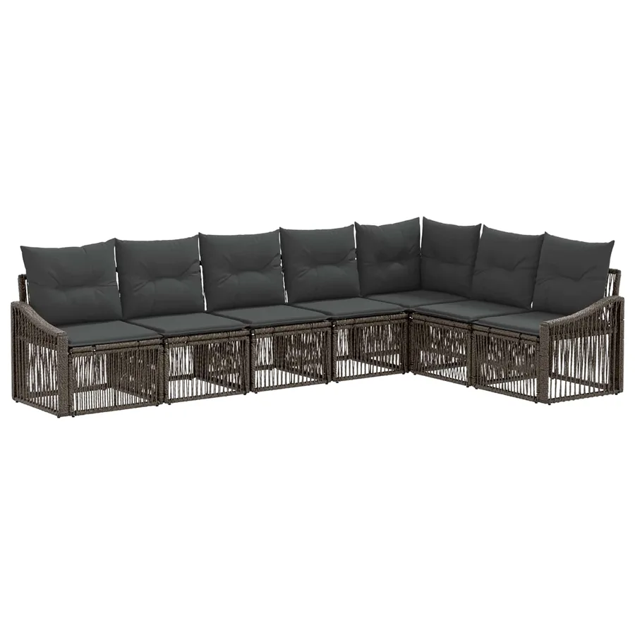 Ensemble de canapé de jardin 7 pcs Gris polyrotin - 2