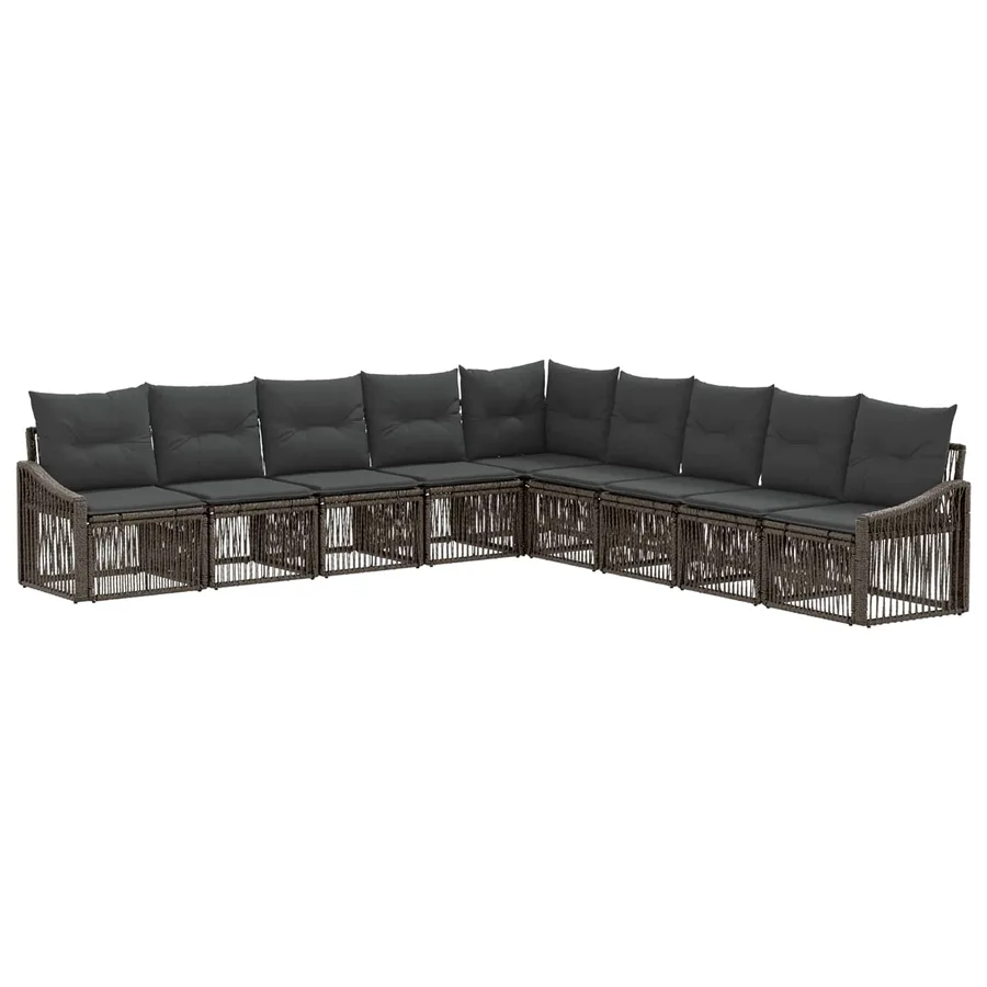Ensemble de canapé de jardin 9 pcs Gris polyrotin - 2