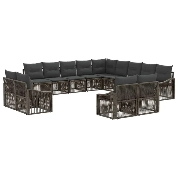 Ensemble de canapé de jardin 13 pcs Gris polyrotin