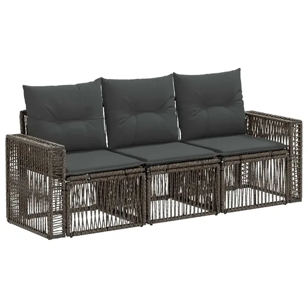 Ensemble de canapé de jardin 3 pcs Gris et Gris foncé polyrotin