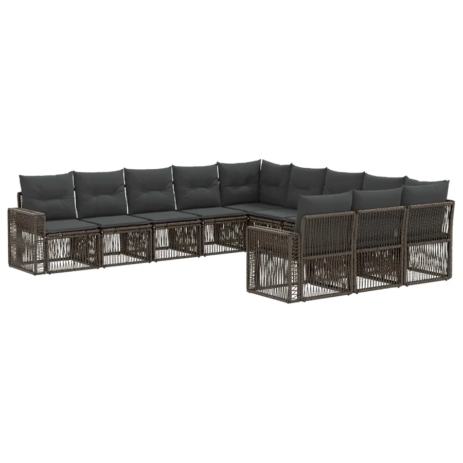 Ensemble de canapé de jardin 11 pcs Gris et Gris foncé