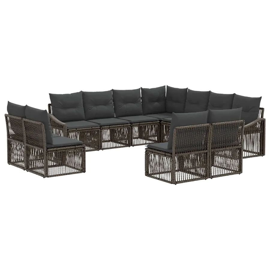 Ensemble de canapé de jardin 11 pcs Gris polyrotin - 2