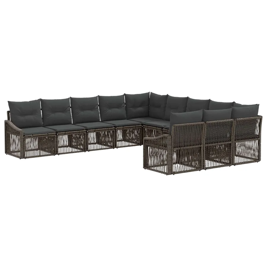 Ensemble de canapé de jardin 11 pcs Gris polyrotin