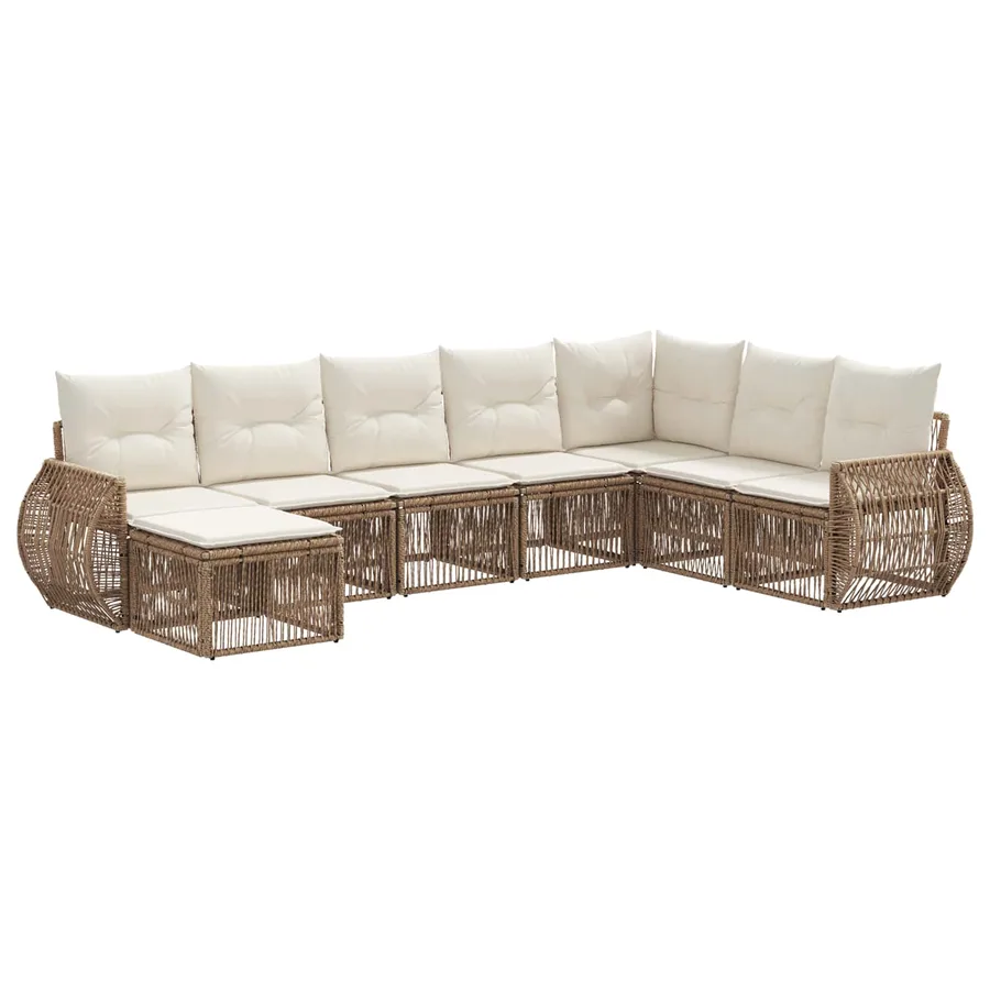 Ensemble de canapé de jardin 8 pcs Beige et blanc crème - 2