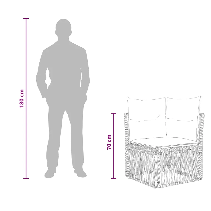 Ensemble de canapé de jardin 5 pcs Gris polyrotin - 9