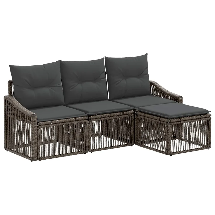 Ensemble de canapé de jardin 4 pcs Gris polyrotin - 2