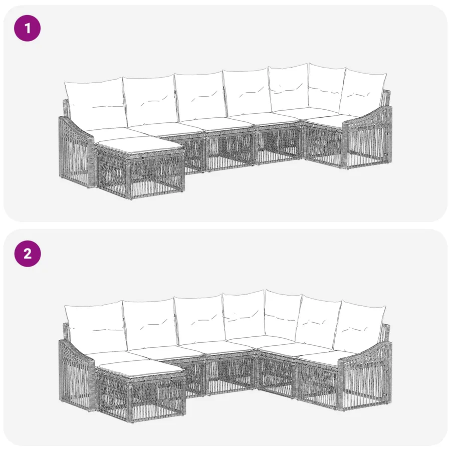 Ensemble de canapé de jardin 7 pcs Beige polyrotin - 7