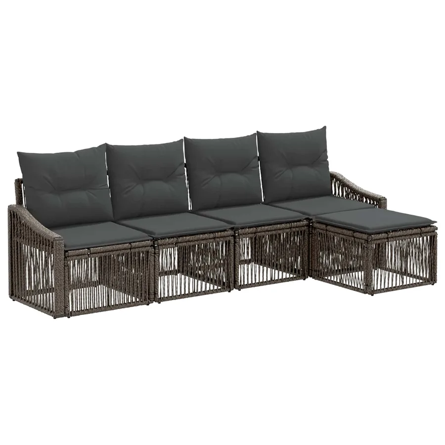 Ensemble de canapé de jardin 5 pcs Gris polyrotin - 2