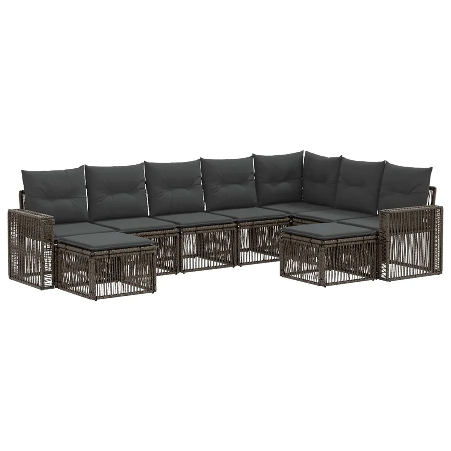 Ensemble de canapé de jardin 9 pcs Gris et Gris foncé polyrotin - 2