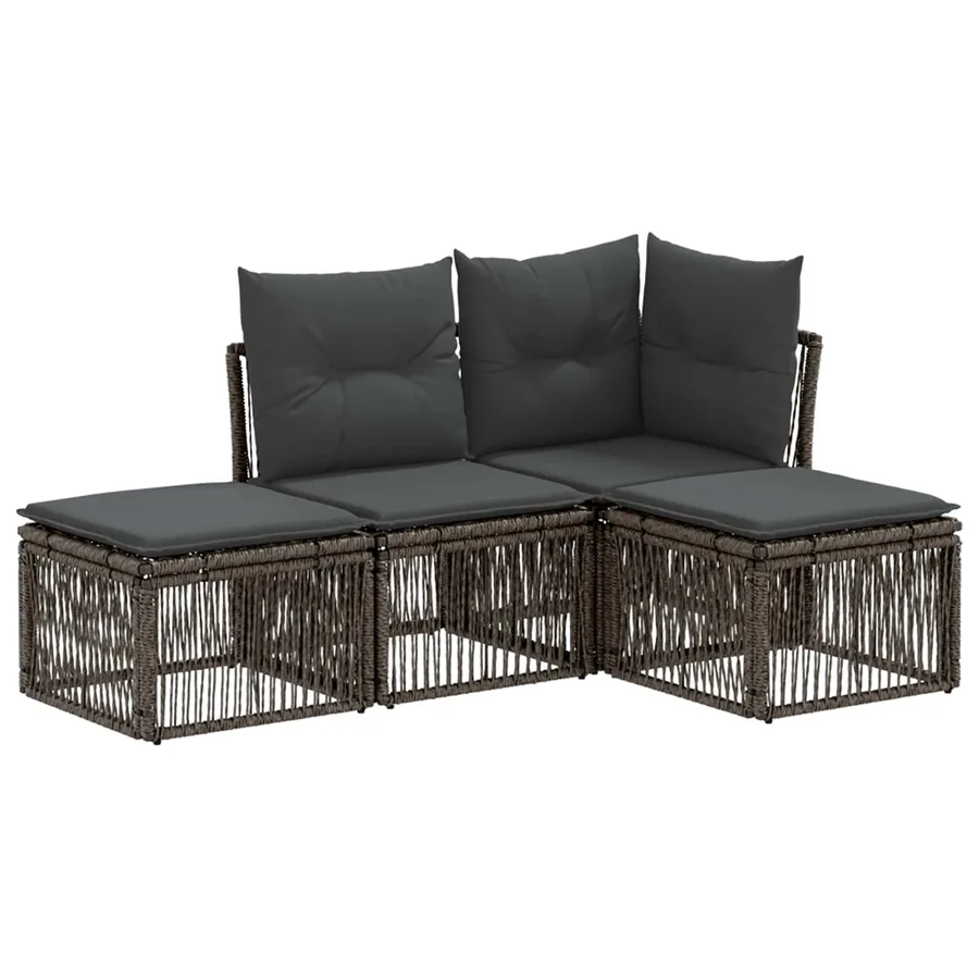 Ensemble de canapé de jardin 4 pcs Gris polyrotin - 2