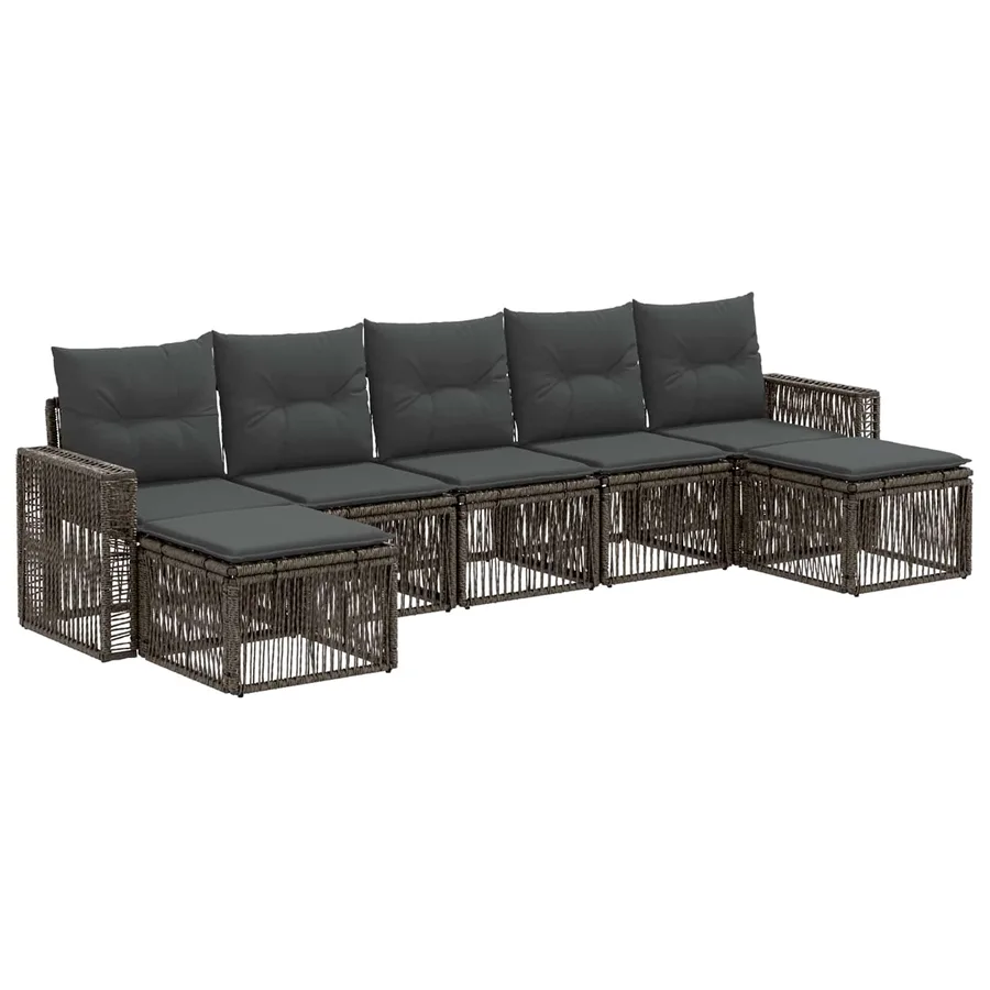 Ensemble de canapé de jardin 7 pcs Gris et Gris foncé polyrotin - 2