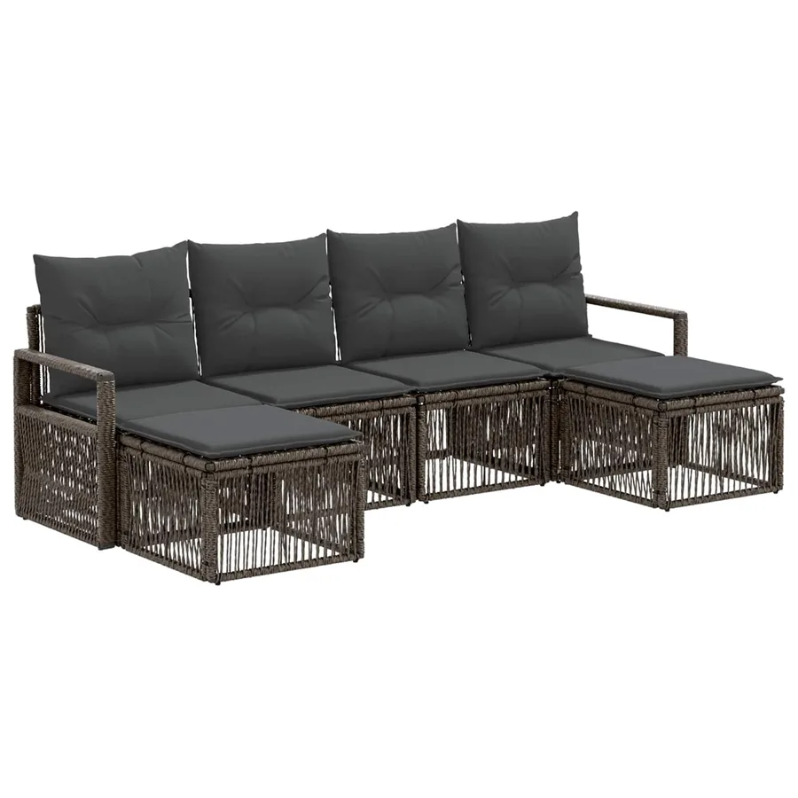 Ensemble de canapé de jardin 6 pcs Gris polyrotin - 2