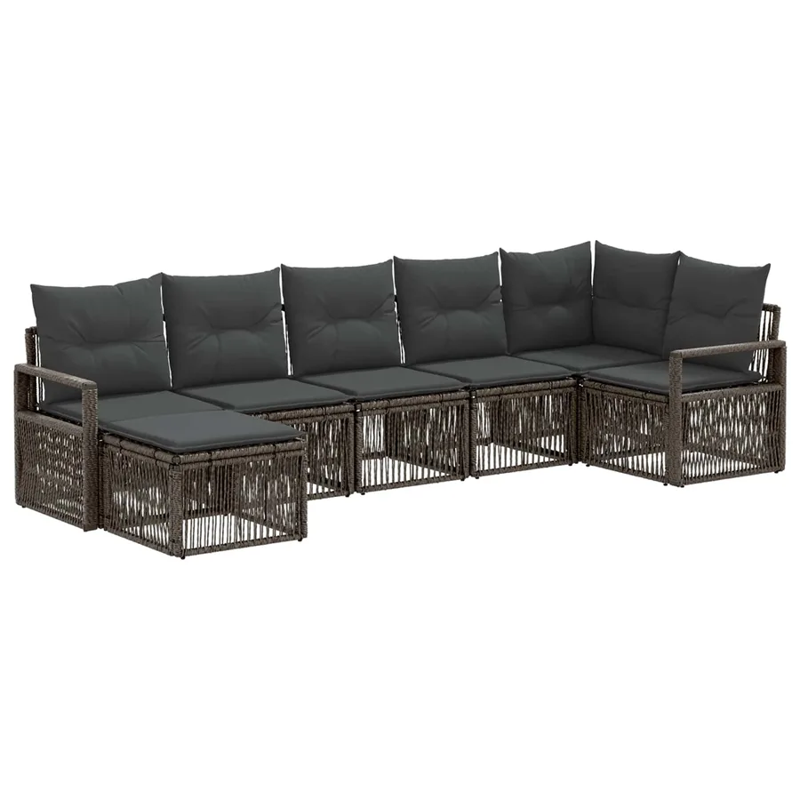Ensemble de canapé de jardin 7 pcs Gris polyrotin - 2