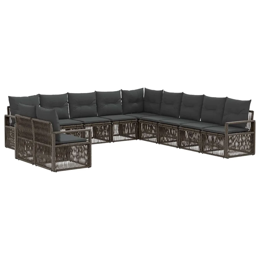Ensemble de canapé de jardin 11 pcs Gris polyrotin - 2