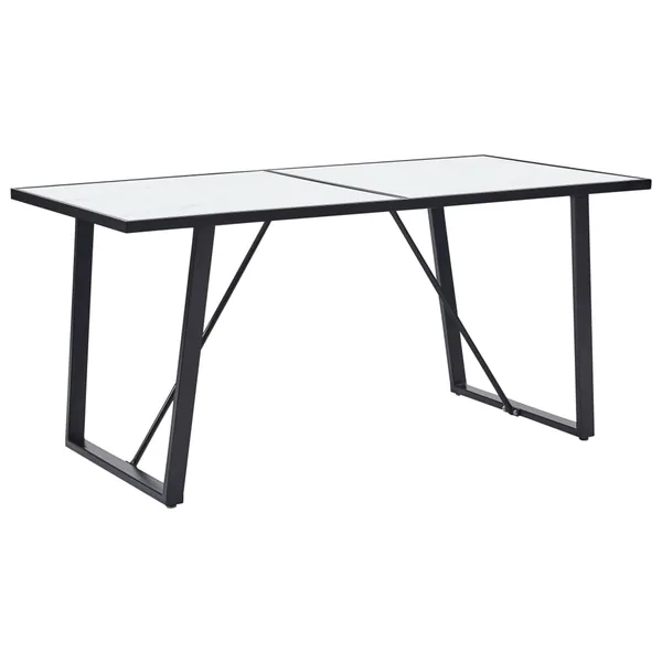 Table de salle à manger Blanc 160x80x75 cm Verre trempé